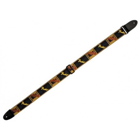 FENDER 2" Monogrammed Strap Black / Yellow / Brown