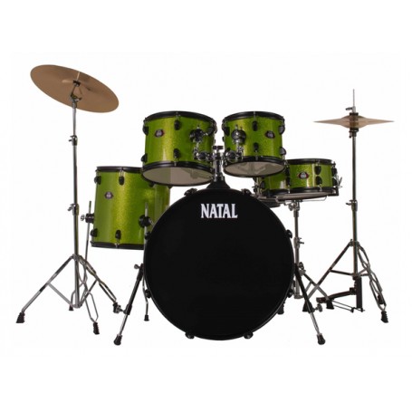 NATAL DNA F22 Drum Kit Acid Green with Black Hardware