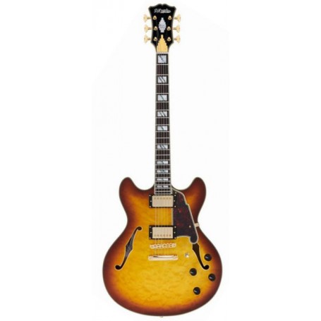 D'ANGELICO Excel DC XT (with Stop-Bar Tailpiece) Iced Tea Burst Quilt