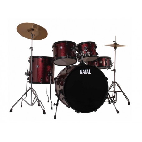 NATAL DNA F22 Drum Kit Red Sparkle with Black Hardware