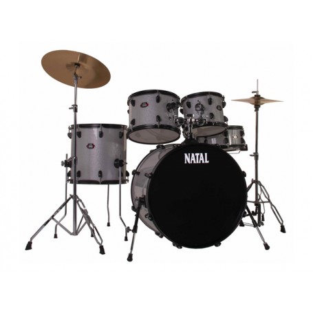 NATAL DNA F22 Drum Kit White Sparkle with Black Hardware