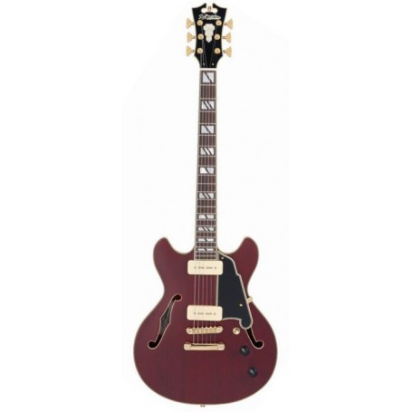 D'ANGELICO Deluxe Mini DC Satin Trans Wine