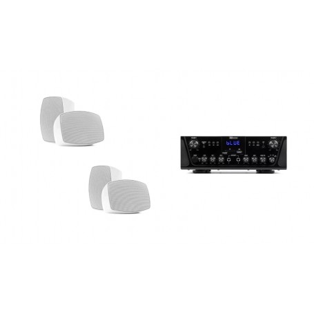 kit amplificatore 2 ZONE CON BLUETOOTH E 2 COPPIE DI CASSE 4" ipx5