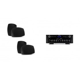 kit amplificatore 2 ZONE CON BLUETOOTH E 2 COPPIE DI CASSE 4" ipx5