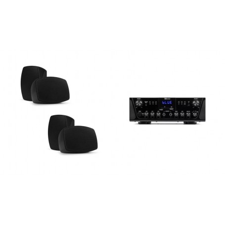 kit amplificatore 2 ZONE CON BLUETOOTH E 2 COPPIE DI CASSE 4" ipx5
