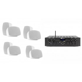 kit amplificatore 4 ZONE CON BLUETOOTH E 4 COPPIE DI CASSE 4" ipx5