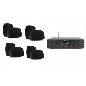 kit amplificatore 4 ZONE CON BLUETOOTH E 4 COPPIE DI CASSE 4" ipx5
