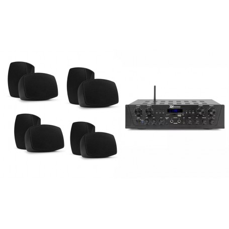 kit amplificatore 4 ZONE CON BLUETOOTH E 4 COPPIE DI CASSE 4" ipx5