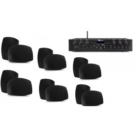 kit amplificatore 6 ZONE CON BLUETOOTH E 6 COPPIE DI CASSE 4" ipx5