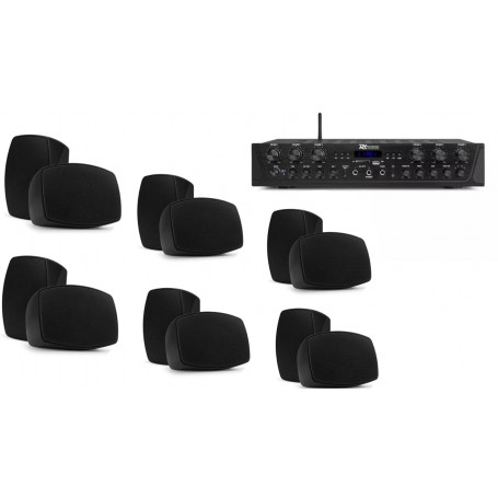 kit amplificatore 6 ZONE CON BLUETOOTH E 6 COPPIE DI CASSE 4" ipx5